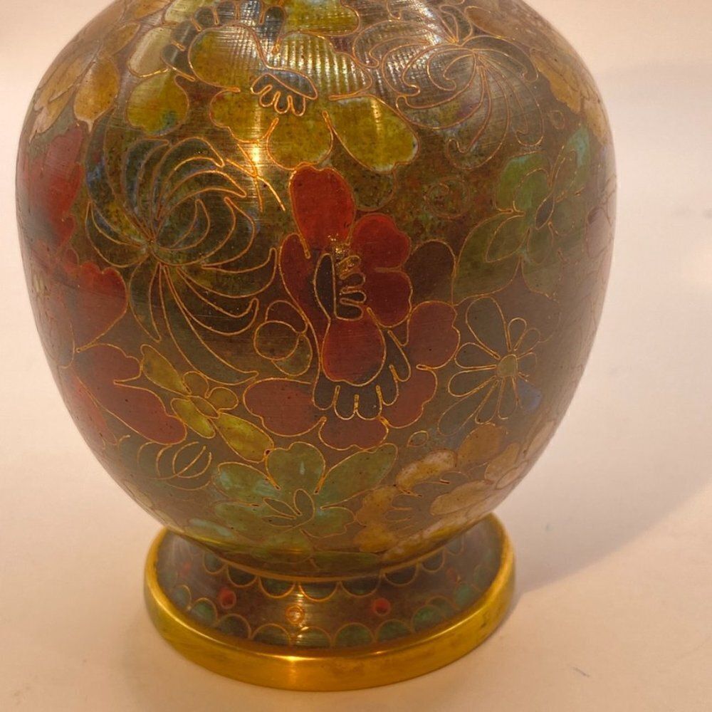 Antique Chinese Floral Cloisonne Enamel Vase - Picture 6 of 14